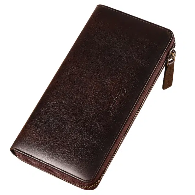 班亚奴 实用防盗刷时尚长款多卡位驾驶证手拿包 牛皮 钱包卡包 男款 黑色/黄棕色/蓝灰色