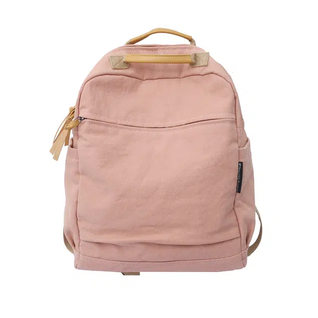 德力熊 纯色学生高中生大学生简约百搭大容量 帆布 书包背包双肩包 常规 男女同款情侣款 黄/粉/白/蓝/黑