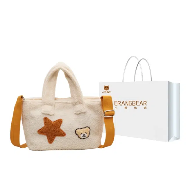 小熊依恋纯色复古百搭时尚毛毛方包包包女士手提包多色