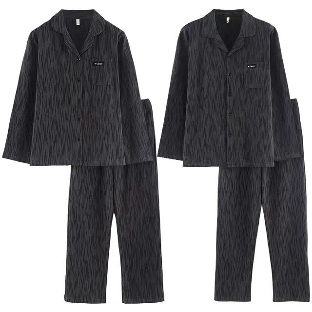 眠趣  时尚亲肤舒适 家居服 睡衣 简约睡衣女款 学生男家居套装 开衫翻领休闲居家睡衣男女睡衣套装 男女同款