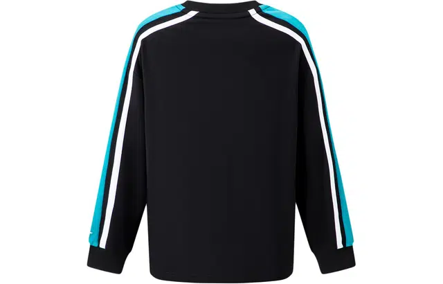 李宁儿童 篮球系列 圆领撞色字母印花长袖休闲卫衣 儿童款 黑色