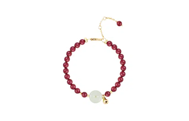 凤凰涅磐 复古 吉祥平安扣 国潮国风平安转运 再造辰砂朱砂 玉石手串 女款