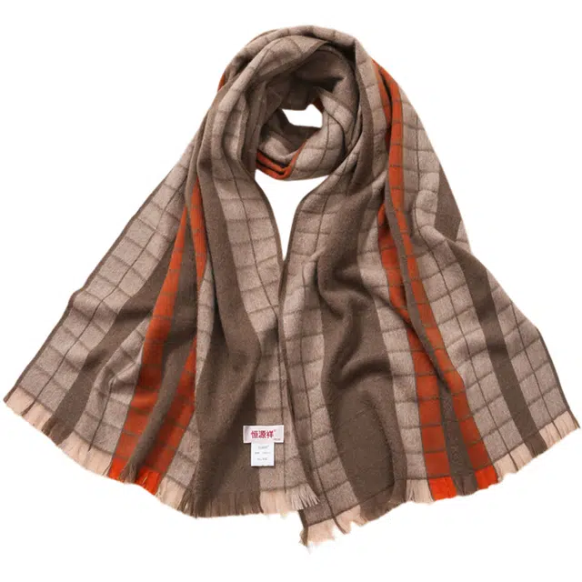 恒源祥 轻奢格子 小众设计 舒适保暖 绒线围巾 男女同款情侣款