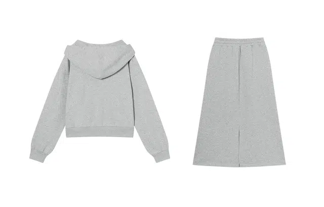 对白 索罗娜休闲卫衣套装连帽开衫直筒半身裙两件套 女款