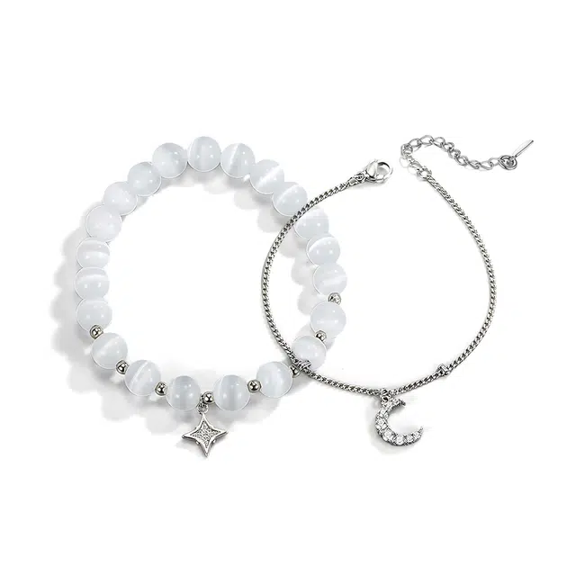 饰伴 星月闪耀 简约新中式小众设计感国潮复古 合金 手链 女款