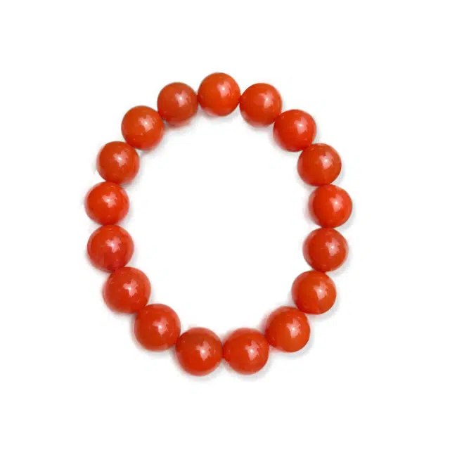 陌阡雪 国风中式简约满色樱桃红 南红玛瑙 名贵玉石手串 男女同款情侣款
