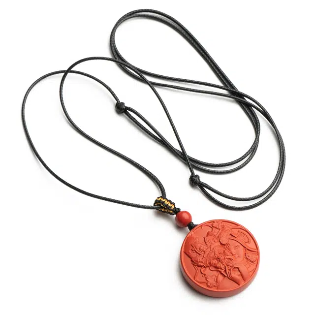 仙源 扎基前世今生黑皮绳脖挂 再造辰砂朱砂 吊坠 男女同款情侣款
