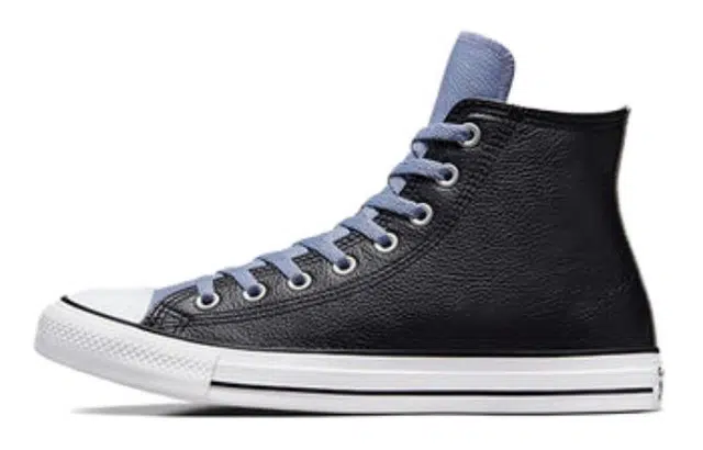 Converse Leather High Top Black Blue