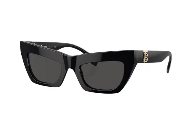Burberry B Logo Acetate Cat Eye Sunglasses Black