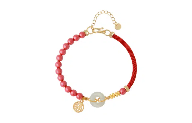 凤凰涅磐 国潮半圈设计平安扣新中式 朱砂 玉石手链 女款
