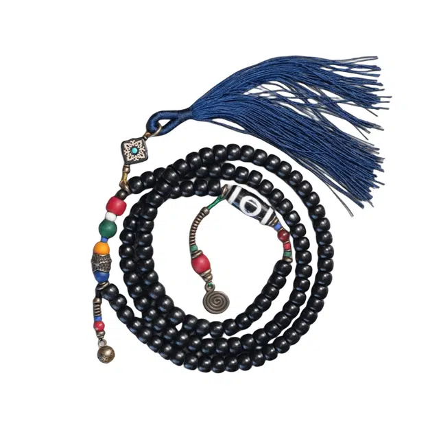 玉临门 民族风彩色流苏配饰古风国风 黑檀木 木作手串 男女同款情侣款 黑檀