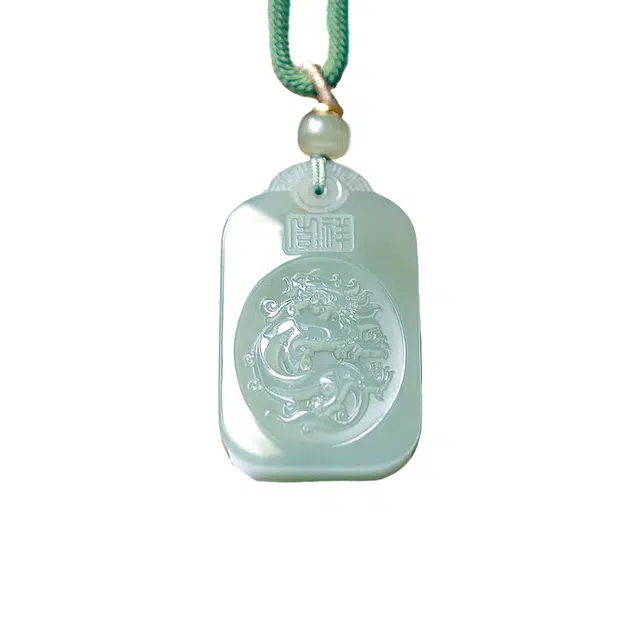 舒杰 龙腾盛世 吉祥龙中式国风 和田玉 项链 男女同款情侣款 青白玉