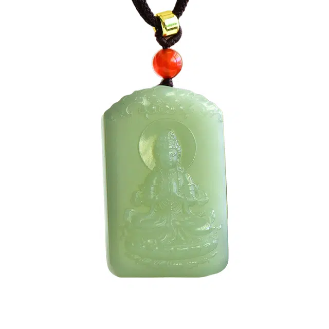 舒杰 好事连连观音  国潮新中式 和田玉 项链 男女同款情侣款 青白玉