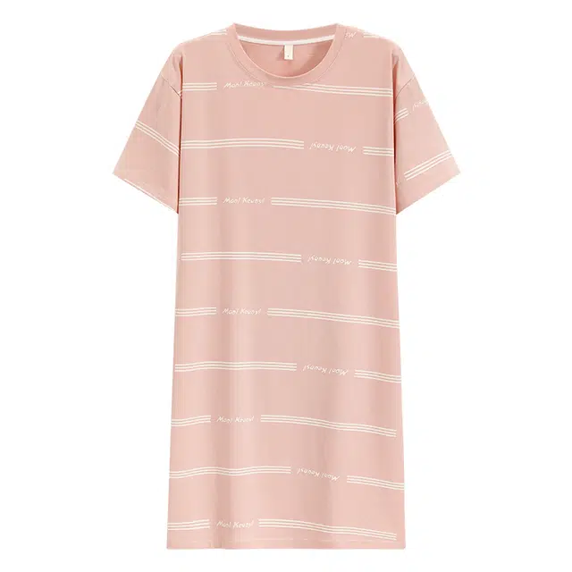 睦隆世家 睡裙女夏天莫代尔中长款甜美女卡通连衣裙夏季家居服 女款 粉色