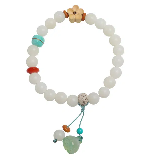 月印百川 好运连连莲蓬珠手把件 小清新甜美花朵设计文玩 轻奢小众 手饰 菩提根 手串 男女同款情侣款 礼盒装