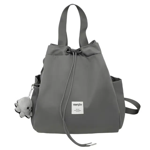 德力熊 旅行抽绳轻便大学生上课通勤 尼龙 手提包 常规 女款 米白/绿/灰/卡其