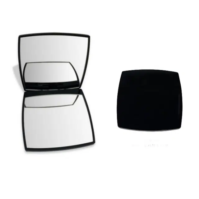 几多萌 化妆镜便携家用女随身实用小梳妆镜台式桌面 镜子 黑色 折叠学生宿舍小香风复古