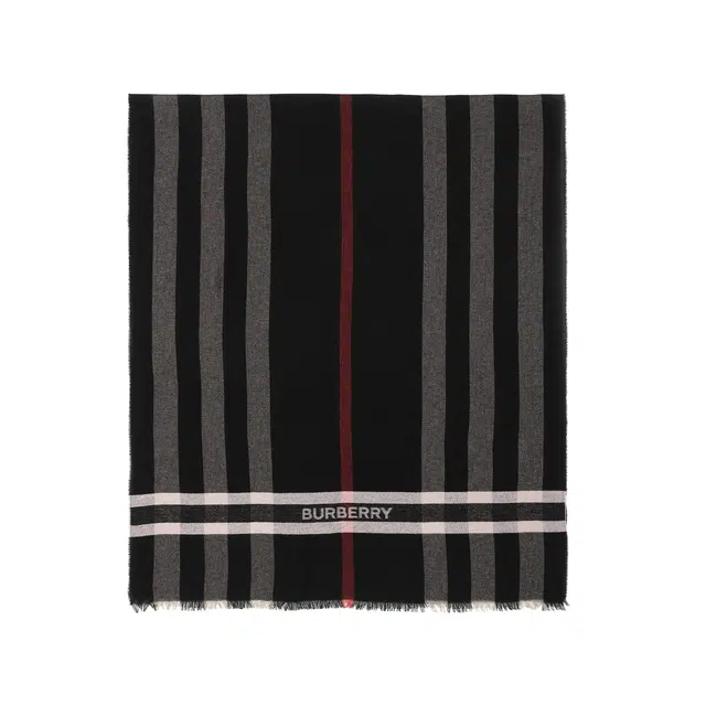 Burberry Striped Wool Scarf Black