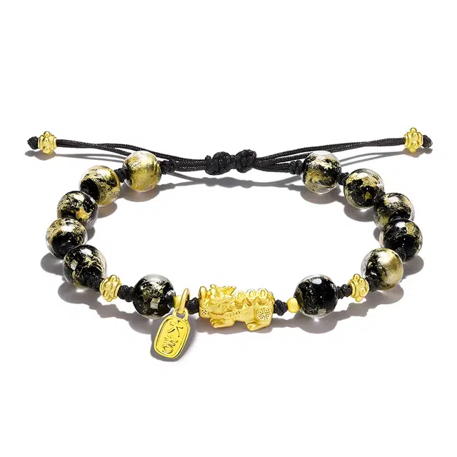 祝富礼 貔貅福牌 招财纳福 气质国潮小众 琉璃 玉石手链 男女同款情侣款