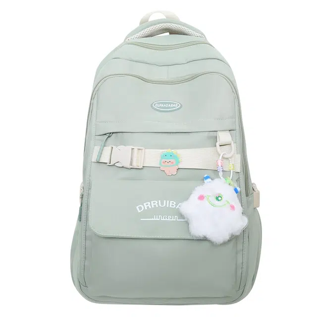 德力熊 大容量简约减负护脊学生 尼龙 书包背包双肩包 常规 男女同款情侣款 黑/白/蓝/紫/绿