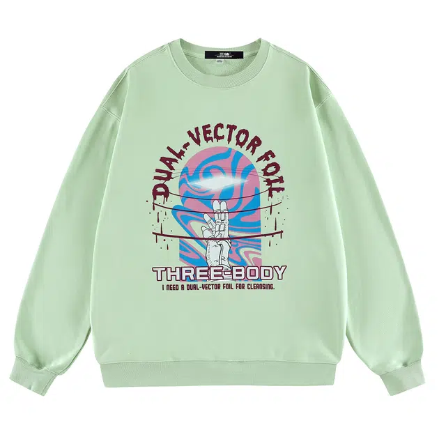 三体 二向箔系列 基础宽松简约字母印花休闲圆领套头打底内搭长袖重磅卫衣 男女同款