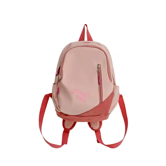 德力熊 减负护脊学院风百搭高中学生初中生拉链开合 尼龙 书包背包双肩包 常规 女款 粉/黑/红白/灰白/灰蓝