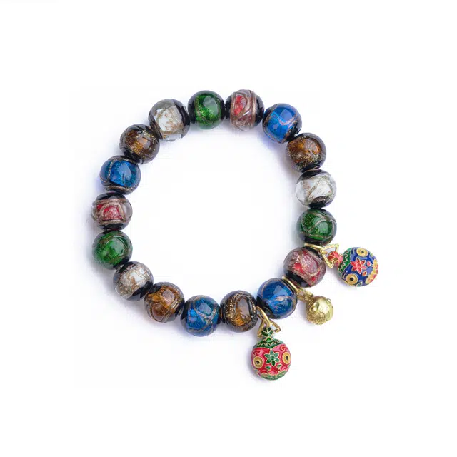 仙源 香灰五彩多宝吞金兽 琉璃 玉石手串 男女同款情侣款