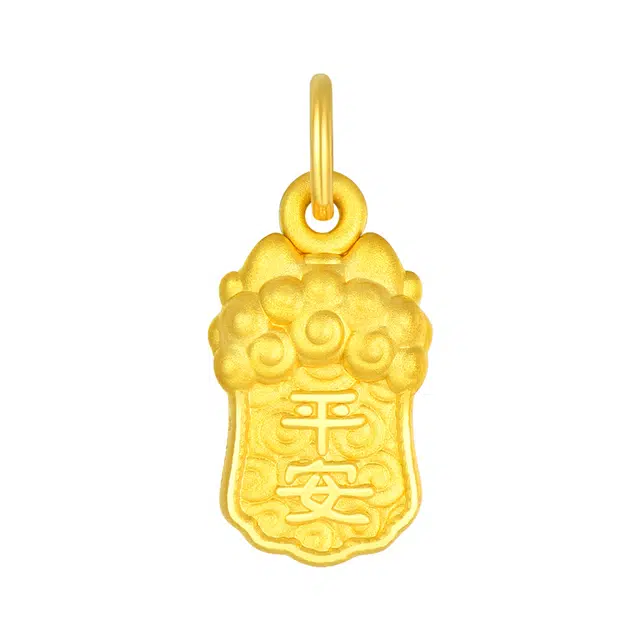 周大生 狮狮如意如意喜狮精致显白小众设计感珐琅足金醒狮祥云挂坠 黄金 一口价 吊坠 男女同款情侣款