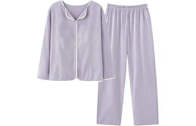 帕兰朵 自带胸垫一体上衣纯色长裤睡衣套装 女款 紫色