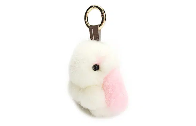 白卷 憨憨装死兔水貂毛包包 挂件 女款 粉红色 白色 卡其色 花色