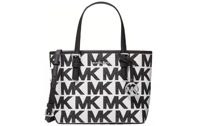 Michael Kors Jet Set Mini Tote Black White