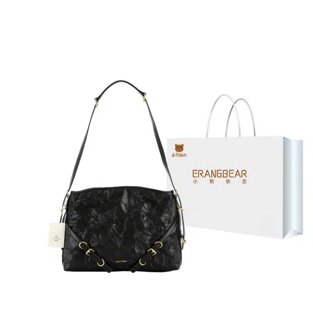 小熊依恋 法式小众时尚褶皱质感大容量新款简约托特包百搭腋下包手提单肩斜挎包 女款 多色