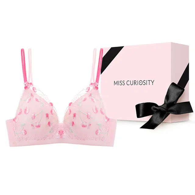 好奇蜜斯夏薄蕾丝内衣女小胸聚拢显大无钢圈文胸罩防下垂纯欲