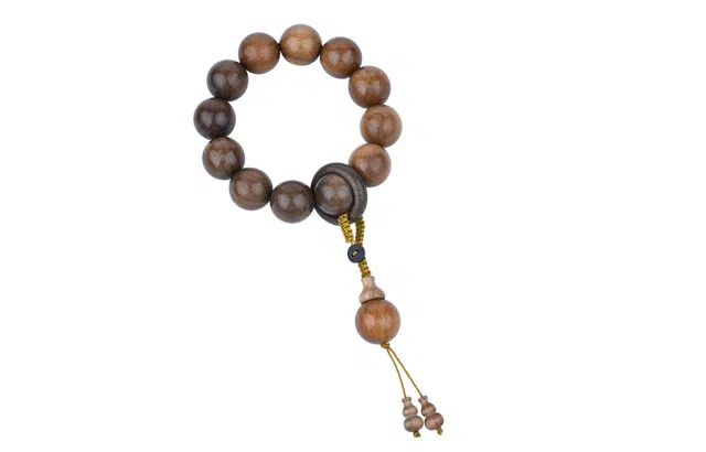 天纵 本命年纳福平安文玩佛珠盘玩手持念珠 阴阳圆珠配跑环福禄双全 金丝楠木 木作手串 男款 楠木