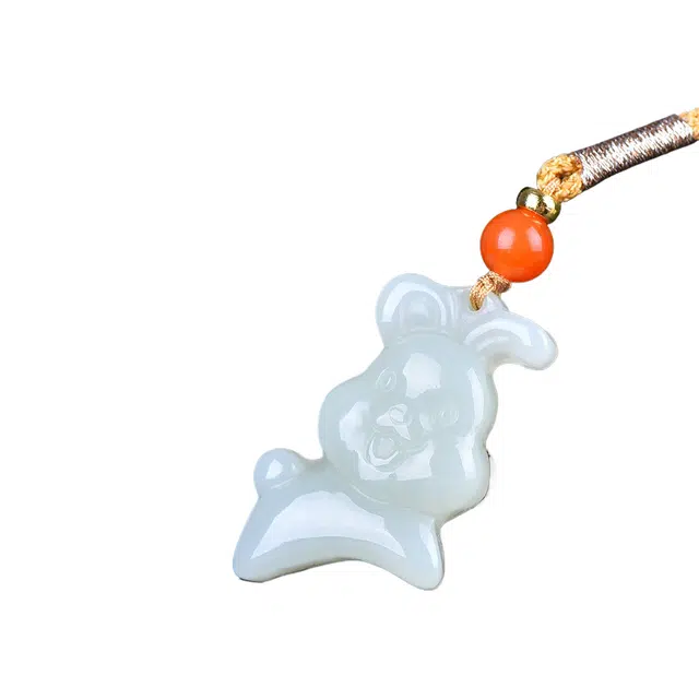 舒杰 前途似锦生肖兔小众国风 和田玉 项链 男女同款情侣款 白玉