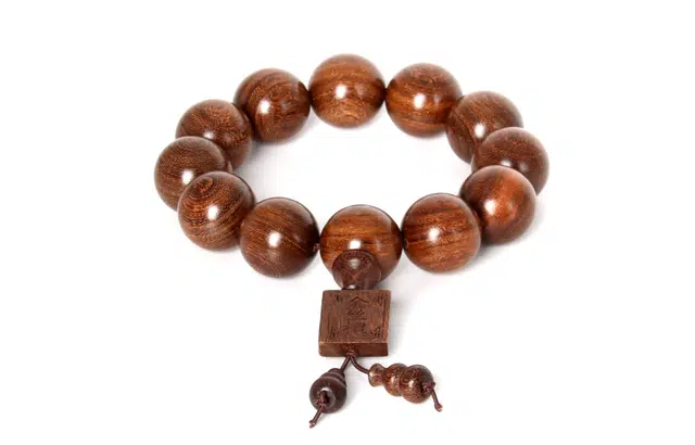 檀欣 新中式  国潮招财单圈珠串 国风转运珠佛珠盘玩 轻奢简约文玩念珠 小众设计木质手持 手串 男款 金丝檀木 礼盒装