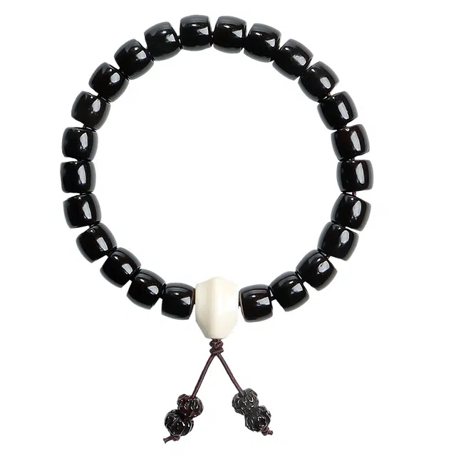 月印百川 复古简约直切桶珠单圈 新中式国潮设计文玩手把件 小众设计感手饰 椰蒂 菩提类手串 男女同款情侣款 礼盒装