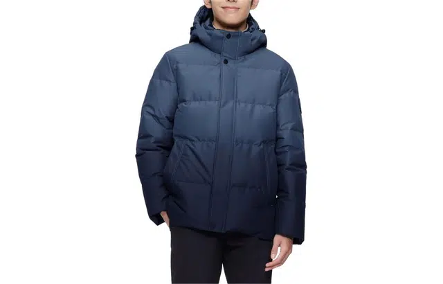 波司登 纯色字母可脱卸帽中长款羽绒服 男款