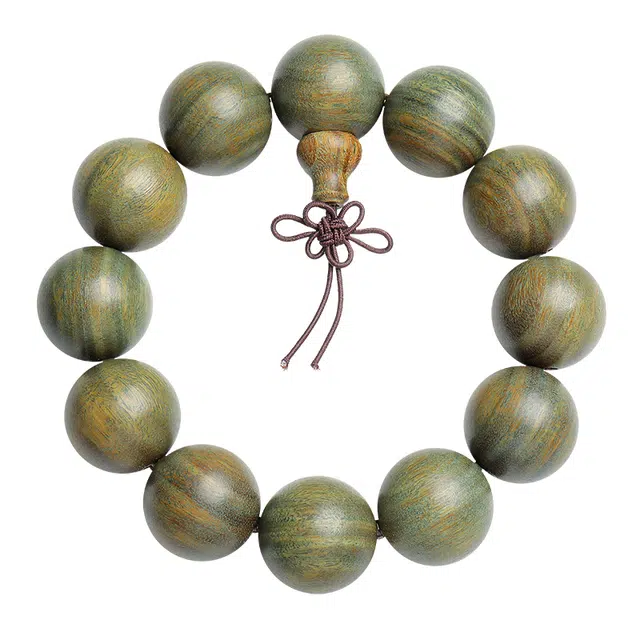 月印百川 国潮新中式森系佛珠手持 简约国风设计文玩手把件 小众 绿檀 木作手串 男女同款情侣款 绿檀 礼盒装