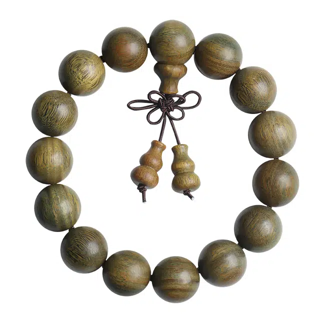 月印百川 复古简约风设计文玩 盘玩古风佛珠手把件 精致 木作手串 男女同款情侣款 绿檀 礼盒装