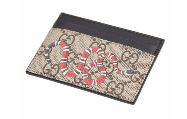 Gucci Coral Snake Logo Card Holder Ebony Black