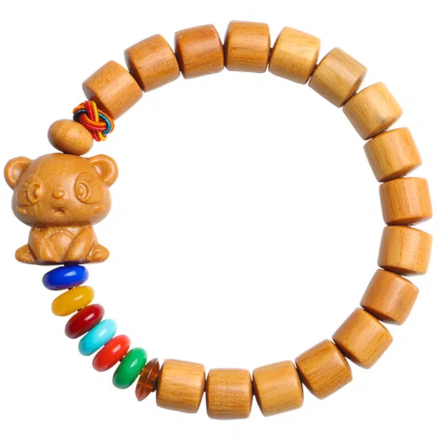 月印百川 多巴胺配色念珠手把件 可爱萌宠设计文玩 小众手饰 柚木 手串 男女同款情侣款 其他木作 礼盒装