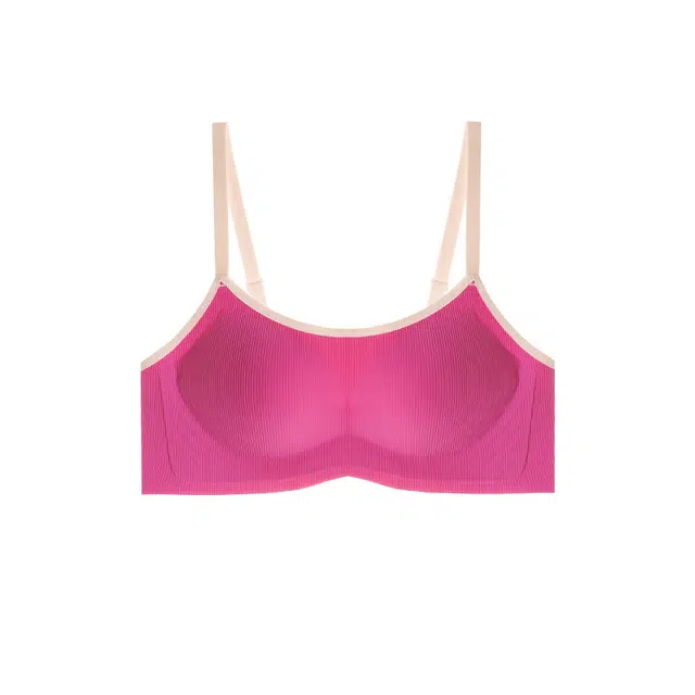 内在密码 撞色多巴胺无痕内衣女粉色固定杯垫收副乳防下垂小胸聚拢显大胸罩套装