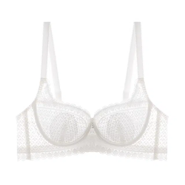 内在密码 性感法式蕾丝薄款二分之一半杯内衣女大胸显小文胸防下垂软钢圈法式显瘦兔耳杯夏