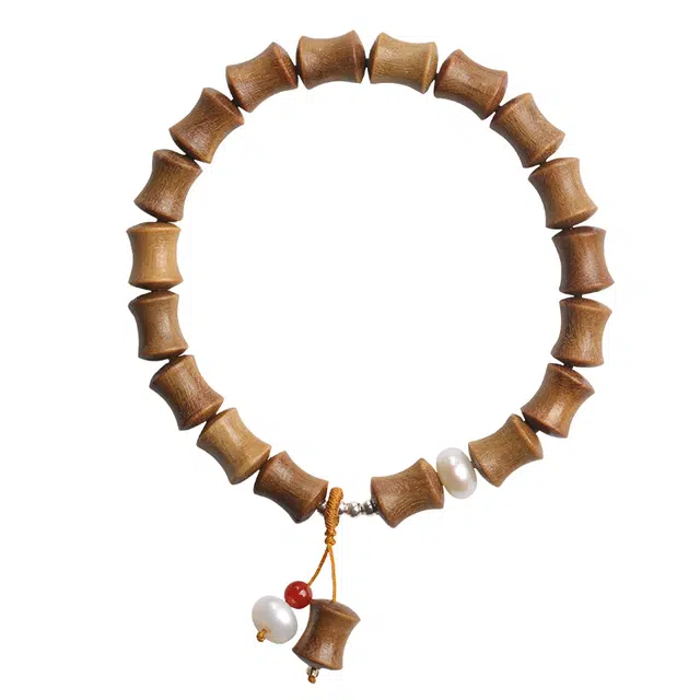 月印百川 步步高升竹节珠设计文玩 盘玩新中式古风转运珠精致时尚手饰 檀木 木作手串 男女同款情侣款 绿檀 礼盒装