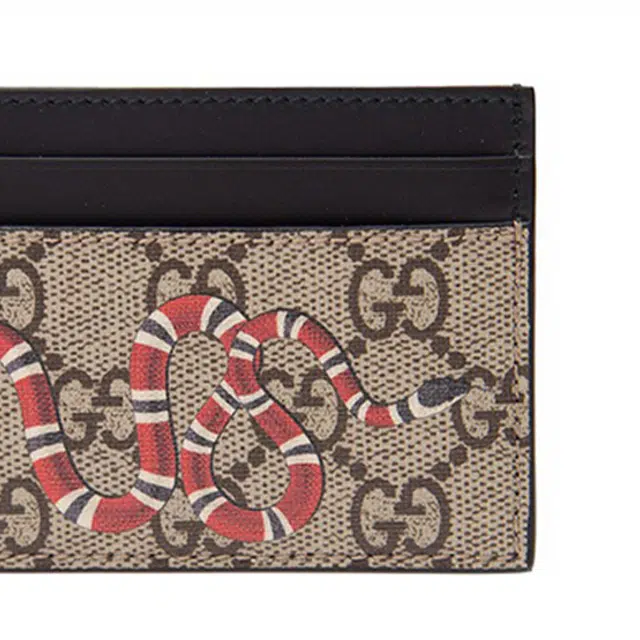Gucci Coral Snake Logo Card Holder Ebony Black