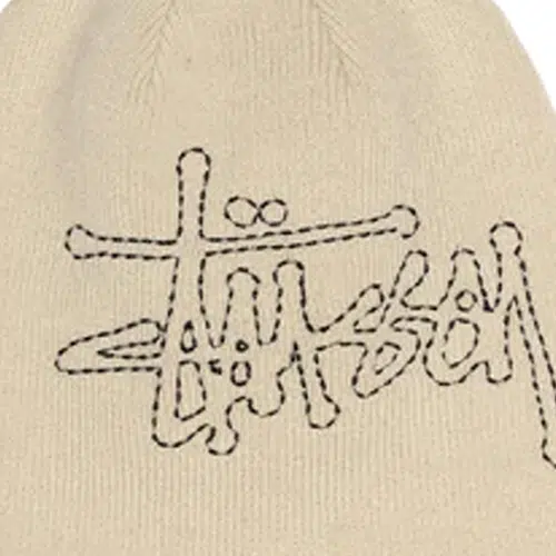 Stussy Letter Logo Acrylic Beanie Beige