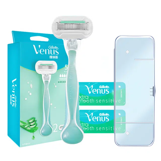 吉列 维纳斯女士剃毛刀 手动式 除毛器  精钢五刀头 全身水洗 进口超薄刀片内嵌芦荟条温和防敏感可刮阴毛腿毛腋毛