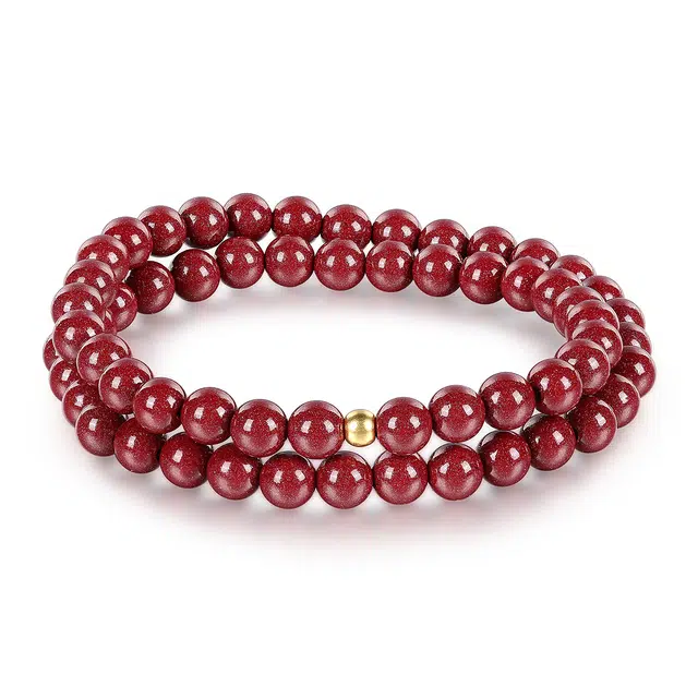 翠雅金楼 新中式 开运招财佛珠文玩珠串 再造辰砂朱砂 玉石手串 男女同款情侣款