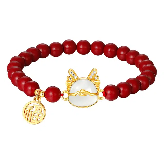 秦福炫 钱程似锦 招财纳福 转运招财高级感小众设计国潮 玉髓 玉石手串 男女同款情侣款 礼盒装